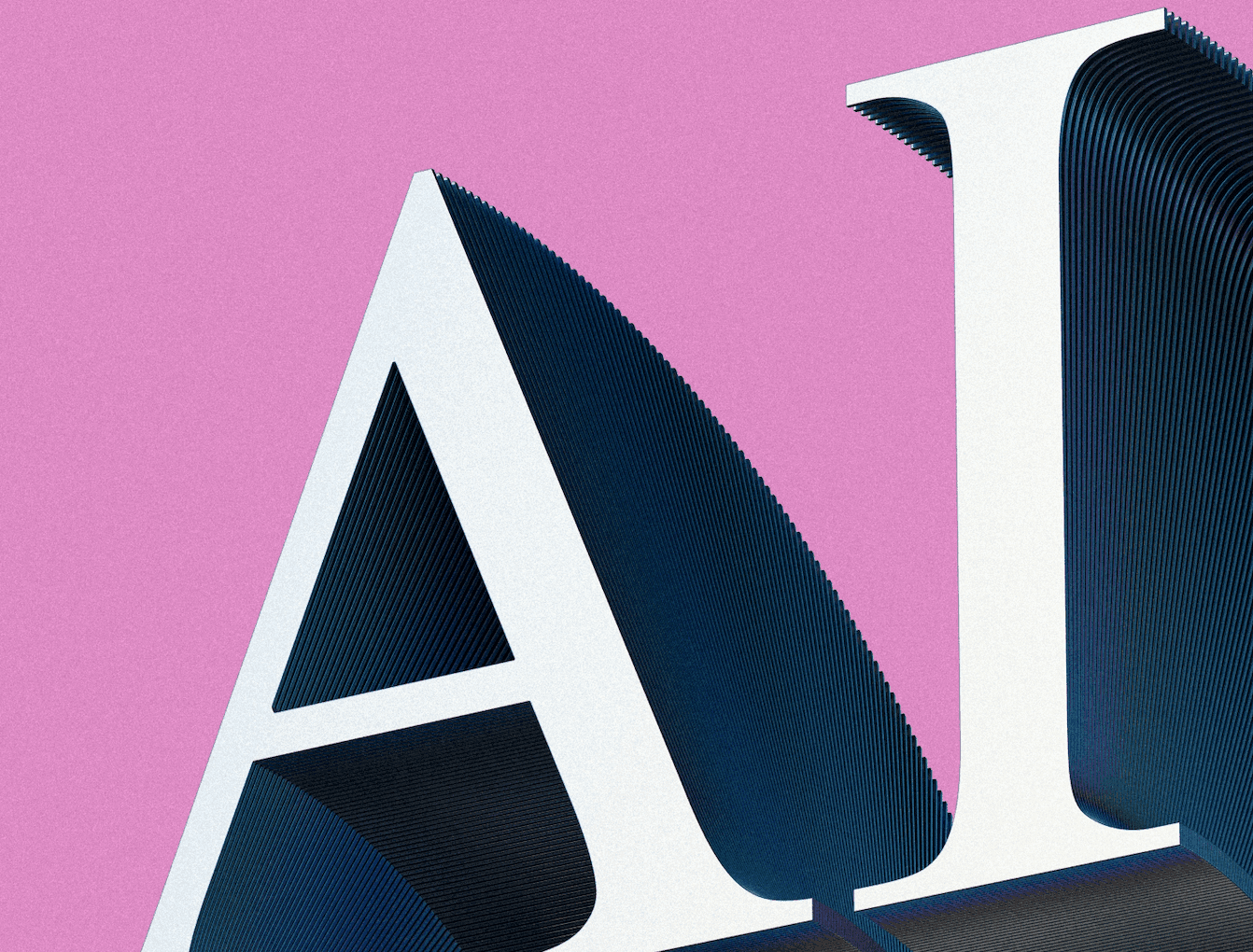 The letters AI rendered in 3D, illustrating how artificial intelligence is reshaping brand marketing