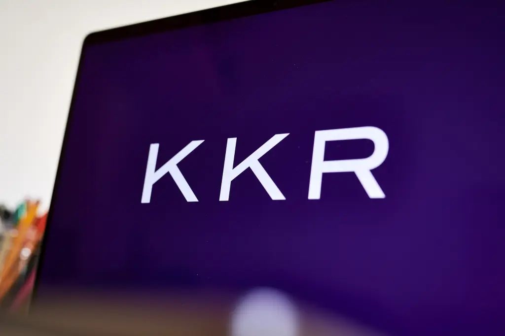 The KKR logo displayed on a laptop screen