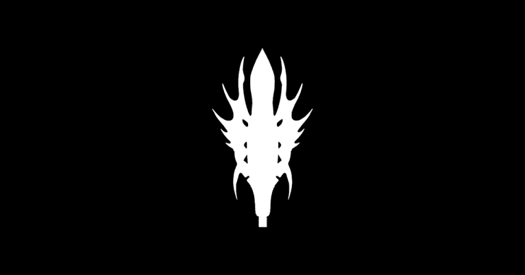 Arcana Mace logo, a white emblem on a black background